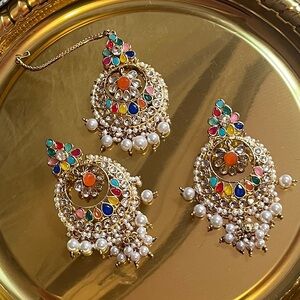 Colorful Gold-Plated Pearl Jewelry Set